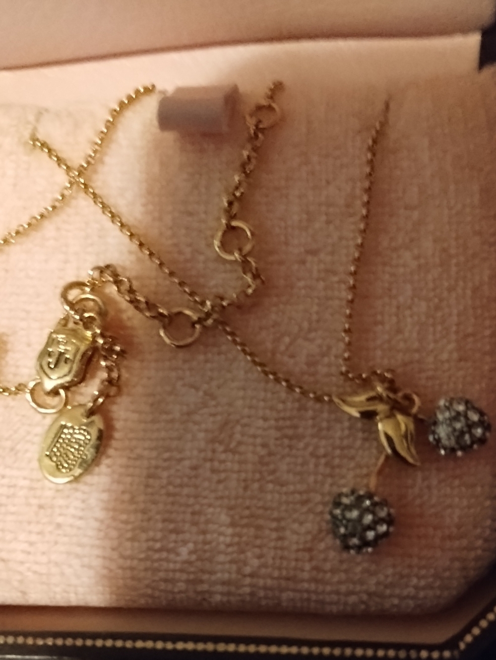 Juicy Couture Gold-Tone Cherry Pendant Necklace with Crystal Charms